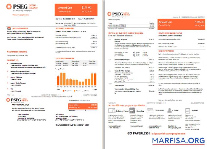 Realistic USA Long Island PSEG electricity template